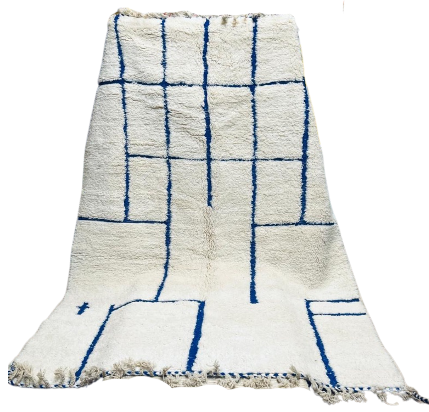 Tapis berbère blanc ligne bleu 3m x 2m