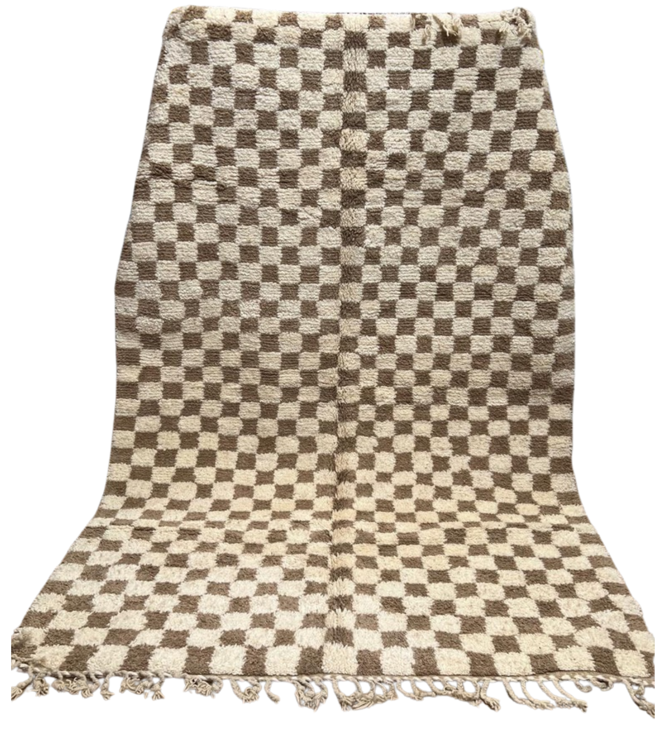 Tapis berbère à damier Blanc Marron 3m x 2m
