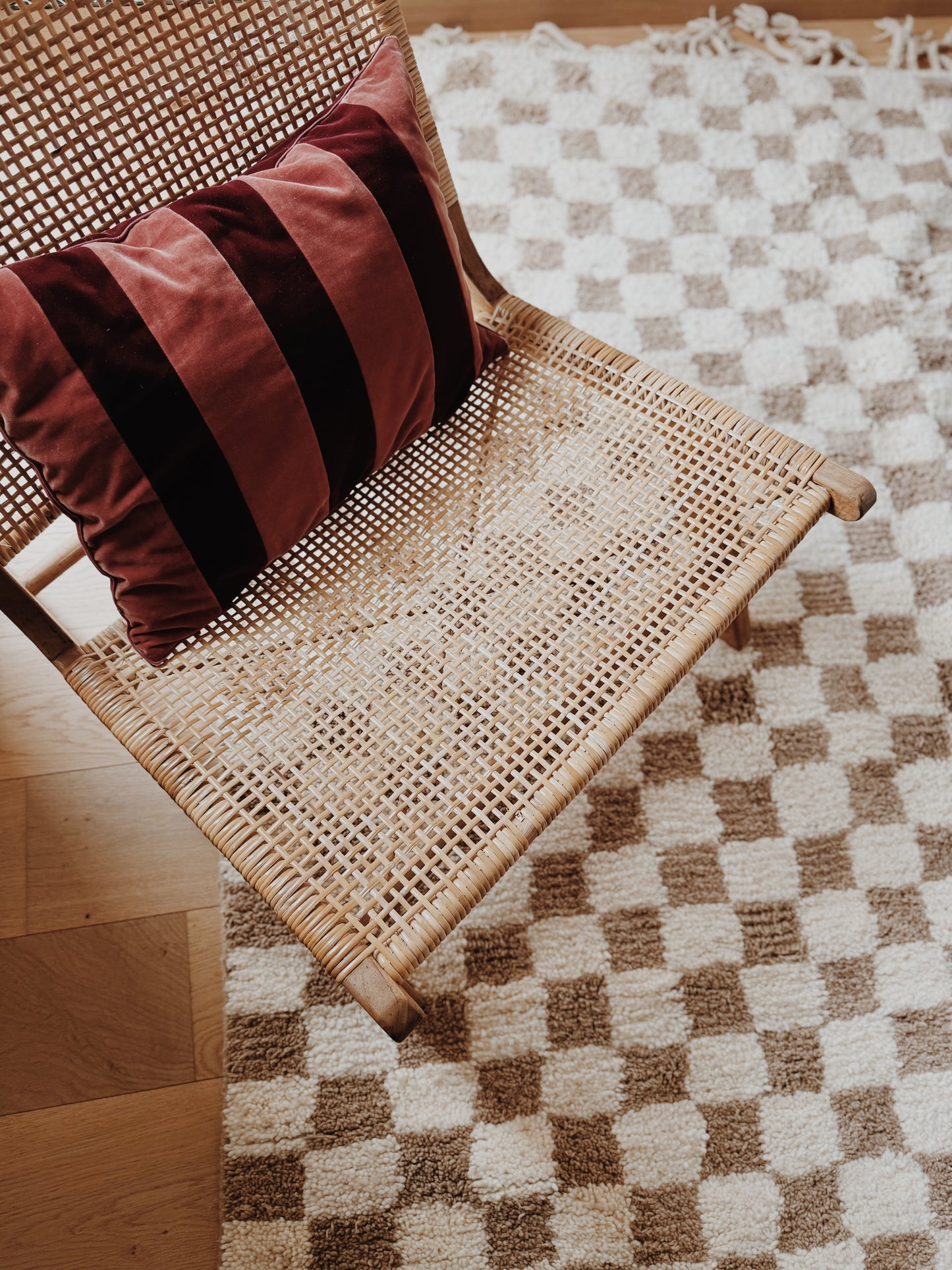 Tapis berbère à damier Blanc Marron 3m x 2m
